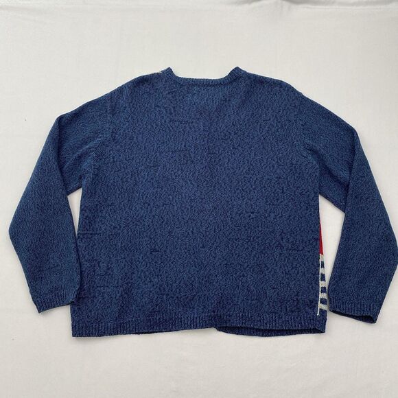 Heirloom Collectibles Vintage Patchwork Cardigan Sweater Large Blue Hearts - Picture 3 of 8